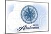 Mobile, Alabama - Compass - Blue - Coastal Icon-Lantern Press-Mounted Art Print