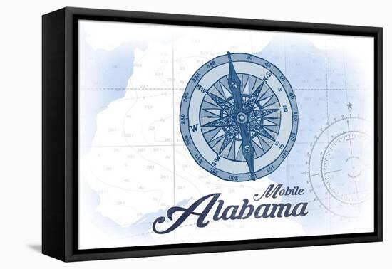Mobile, Alabama - Compass - Blue - Coastal Icon-Lantern Press-Framed Stretched Canvas