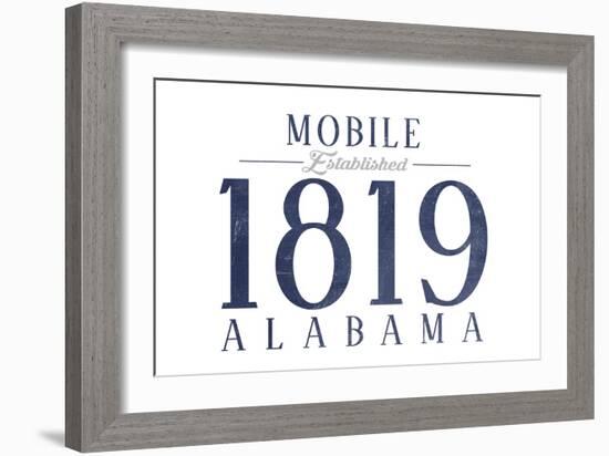 Mobile, Alabama - Established Date (Blue)-Lantern Press-Framed Art Print