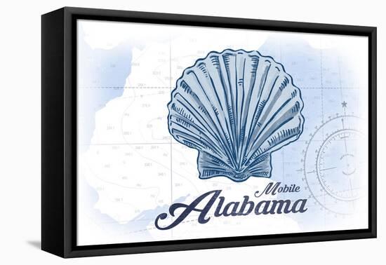 Mobile, Alabama - Scallop Shell - Blue - Coastal Icon-Lantern Press-Framed Stretched Canvas