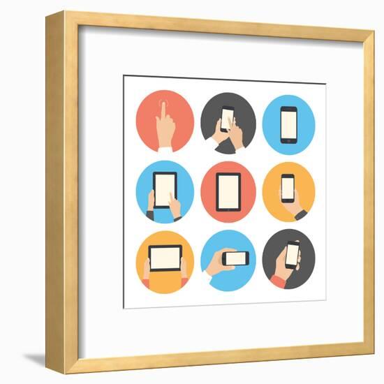 Mobile Communication Flat Icons Set-bloomua-Framed Art Print