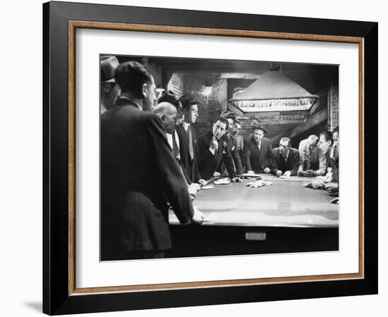 Mobsters Meeting around Pool Table-null-Framed Photo