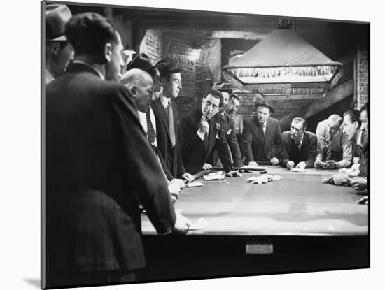 Mobsters Meeting around Pool Table-null-Mounted Photo