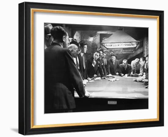 Mobsters Meeting around Pool Table-null-Framed Photo