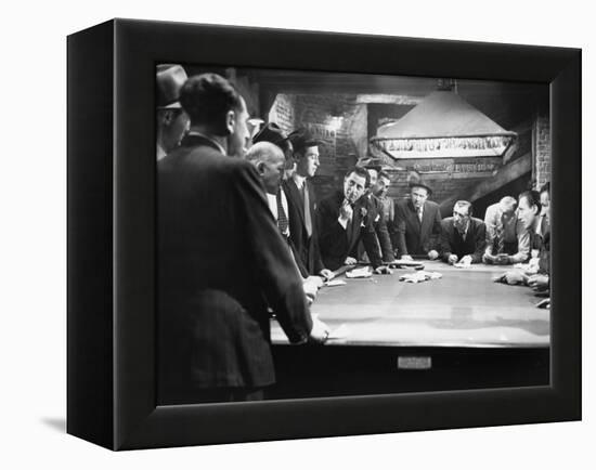 Mobsters Meeting around Pool Table-null-Framed Stretched Canvas