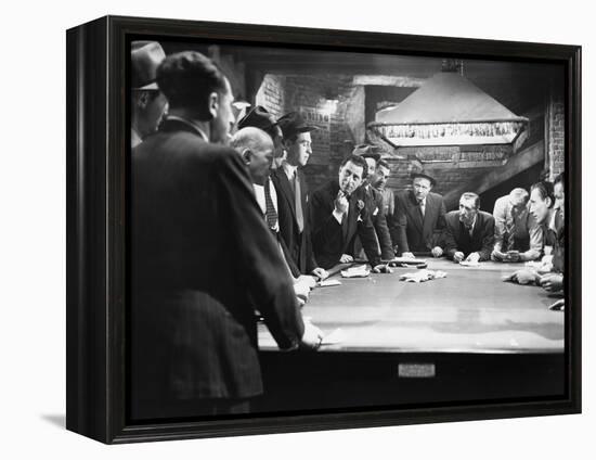 Mobsters Meeting around Pool Table-null-Framed Stretched Canvas