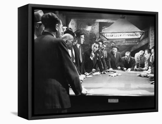 Mobsters Meeting around Pool Table-null-Framed Stretched Canvas