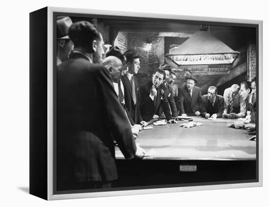 Mobsters Meeting around Pool Table-null-Framed Stretched Canvas