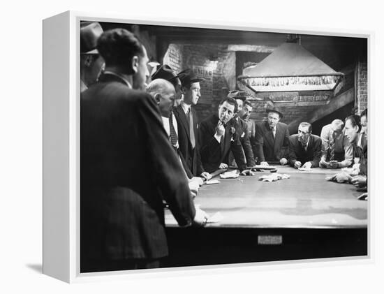 Mobsters Meeting around Pool Table-null-Framed Stretched Canvas