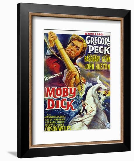 Moby Dick, Gregory Peck on French Poster Art, 1956-null-Framed Premium Giclee Print