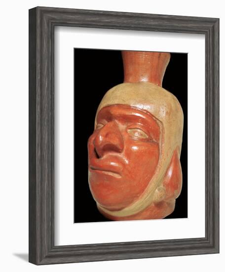 Mochica pottery vessel of a hook-nosed man. Artist: Unknown-Unknown-Framed Giclee Print