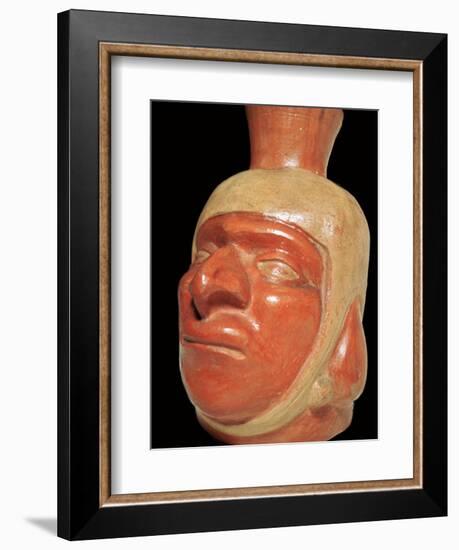 Mochica pottery vessel of a hook-nosed man. Artist: Unknown-Unknown-Framed Giclee Print