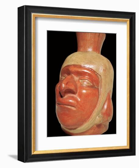 Mochica pottery vessel of a hook-nosed man. Artist: Unknown-Unknown-Framed Giclee Print