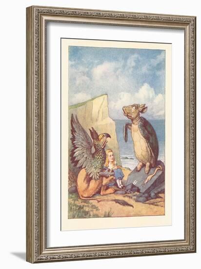 Mock Turtle, Gryphon and Alice-null-Framed Art Print