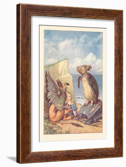 Mock Turtle, Gryphon and Alice-null-Framed Art Print