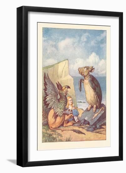 Mock Turtle, Gryphon and Alice-null-Framed Art Print
