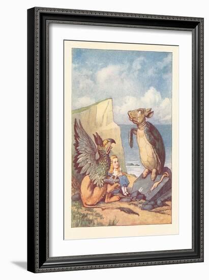 Mock Turtle, Gryphon and Alice-null-Framed Art Print