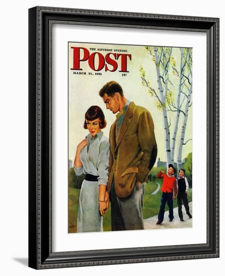 "Mocking Romance" Saturday Evening Post Cover, March 31, 1951-George Hughes-Framed Giclee Print