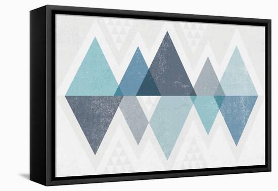 Mod Triangles II Blue-Michael Mullan-Framed Stretched Canvas