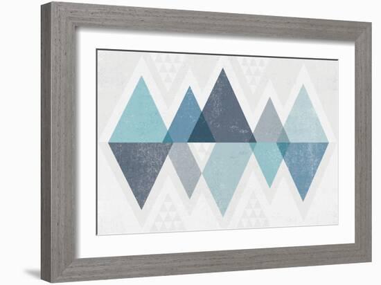 Mod Triangles II Blue-Michael Mullan-Framed Art Print