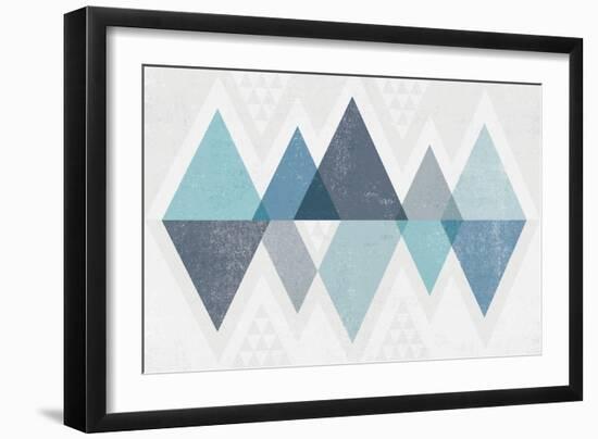 Mod Triangles II Blue-Michael Mullan-Framed Art Print