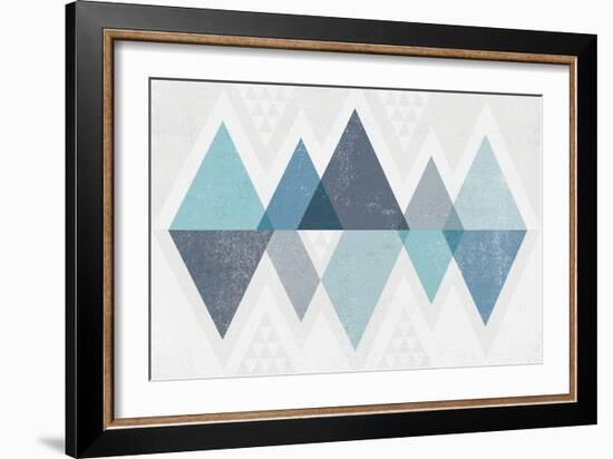 Mod Triangles II Blue-Michael Mullan-Framed Art Print