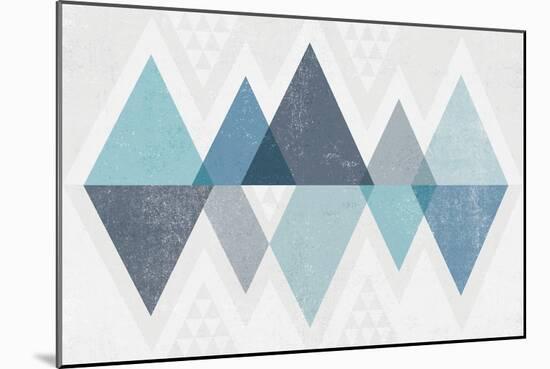 Mod Triangles II Blue-Michael Mullan-Mounted Art Print