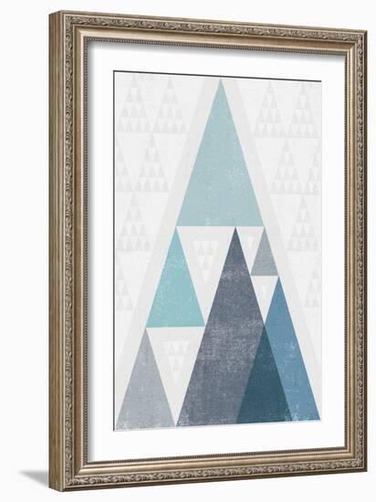 Mod Triangles III Blue-Michael Mullan-Framed Art Print