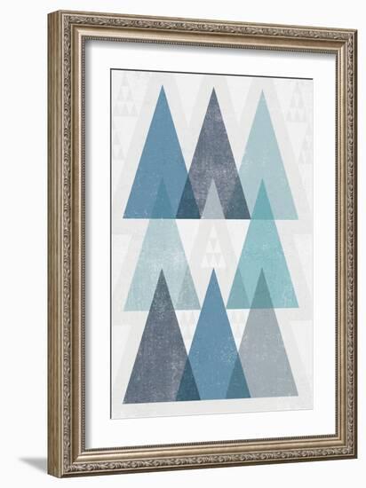 Mod Triangles IV Blue-Michael Mullan-Framed Art Print