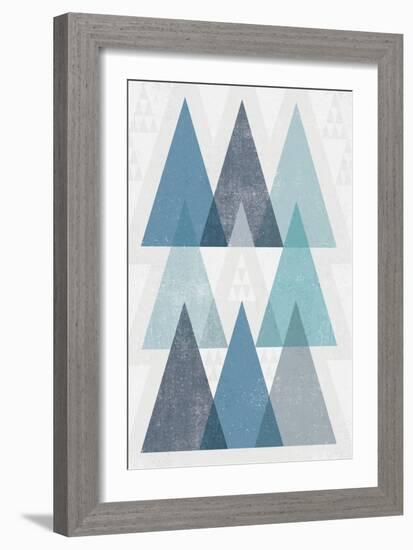 Mod Triangles IV Blue-Michael Mullan-Framed Art Print