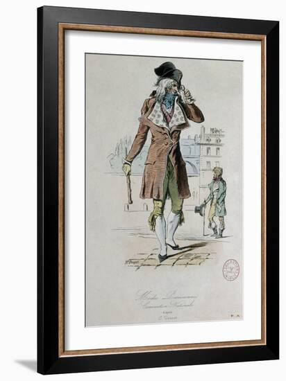 Mode parisienne ; "Merveilleuse et Incroyable" : le Muscadin;-Antoine Charles Horace Vernet-Framed Giclee Print