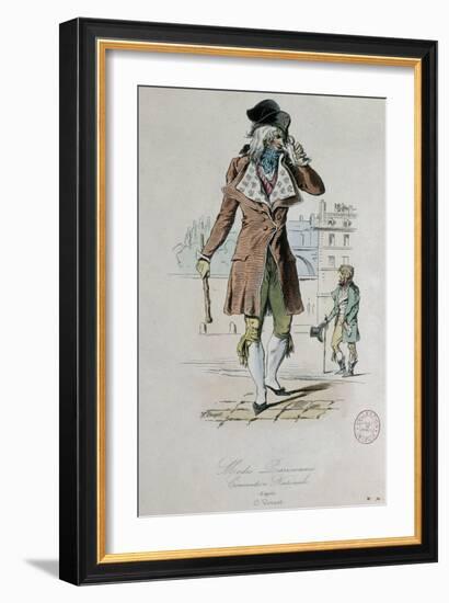 Mode parisienne ; "Merveilleuse et Incroyable" : le Muscadin;-Antoine Charles Horace Vernet-Framed Giclee Print