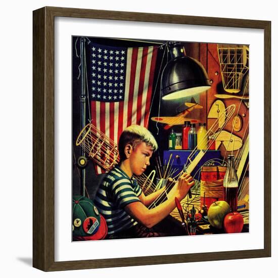 "Model Airplanes," December 9, 1944-Stevan Dohanos-Framed Giclee Print