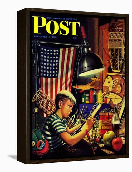 "Model Airplanes," Saturday Evening Post Cover, December 9, 1944-Stevan Dohanos-Framed Premier Image Canvas