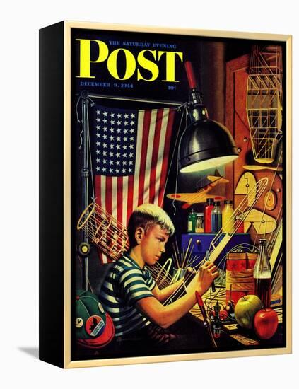 "Model Airplanes," Saturday Evening Post Cover, December 9, 1944-Stevan Dohanos-Framed Premier Image Canvas