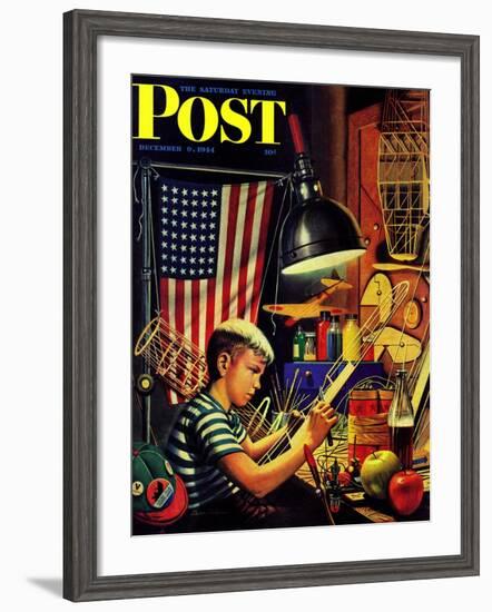 "Model Airplanes," Saturday Evening Post Cover, December 9, 1944-Stevan Dohanos-Framed Giclee Print