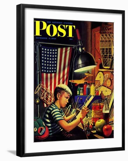 "Model Airplanes," Saturday Evening Post Cover, December 9, 1944-Stevan Dohanos-Framed Giclee Print