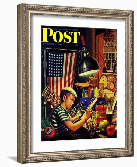 "Model Airplanes," Saturday Evening Post Cover, December 9, 1944-Stevan Dohanos-Framed Giclee Print