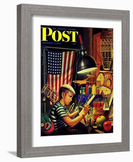 "Model Airplanes," Saturday Evening Post Cover, December 9, 1944-Stevan Dohanos-Framed Giclee Print