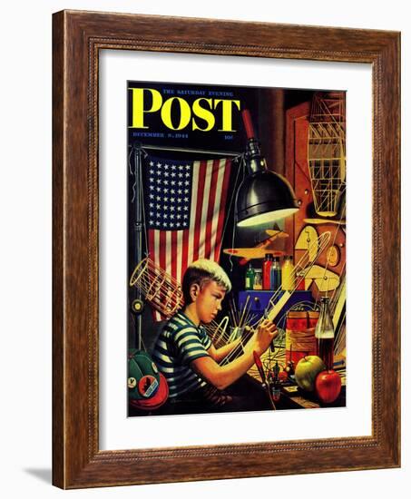 "Model Airplanes," Saturday Evening Post Cover, December 9, 1944-Stevan Dohanos-Framed Giclee Print