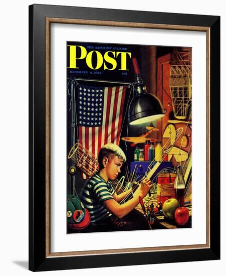 "Model Airplanes," Saturday Evening Post Cover, December 9, 1944-Stevan Dohanos-Framed Giclee Print