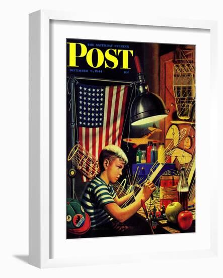 "Model Airplanes," Saturday Evening Post Cover, December 9, 1944-Stevan Dohanos-Framed Giclee Print