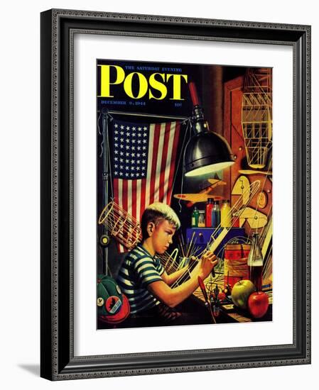 "Model Airplanes," Saturday Evening Post Cover, December 9, 1944-Stevan Dohanos-Framed Giclee Print