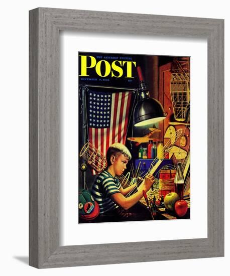 "Model Airplanes," Saturday Evening Post Cover, December 9, 1944-Stevan Dohanos-Framed Giclee Print