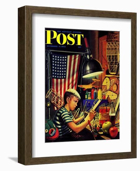 "Model Airplanes," Saturday Evening Post Cover, December 9, 1944-Stevan Dohanos-Framed Giclee Print