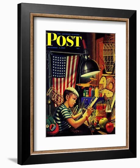 "Model Airplanes," Saturday Evening Post Cover, December 9, 1944-Stevan Dohanos-Framed Giclee Print