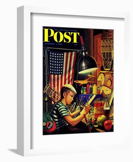 "Model Airplanes," Saturday Evening Post Cover, December 9, 1944-Stevan Dohanos-Framed Giclee Print