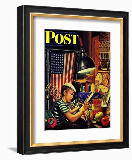 "Model Airplanes," Saturday Evening Post Cover, December 9, 1944-Stevan Dohanos-Framed Giclee Print