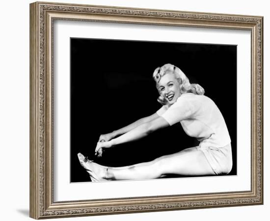 Model and Columbia Starlet Marilyn Monroe, Working Out, ca. 1948-null-Framed Photo