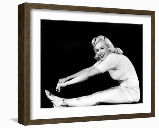 Model and Columbia Starlet Marilyn Monroe, Working Out, ca. 1948-null-Framed Photo